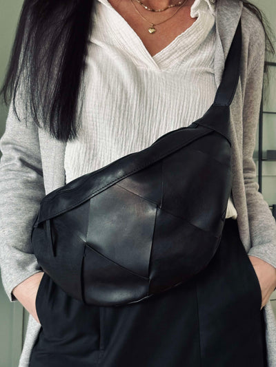 Eksklusiv håndflettet bumbag | Black | Vanero