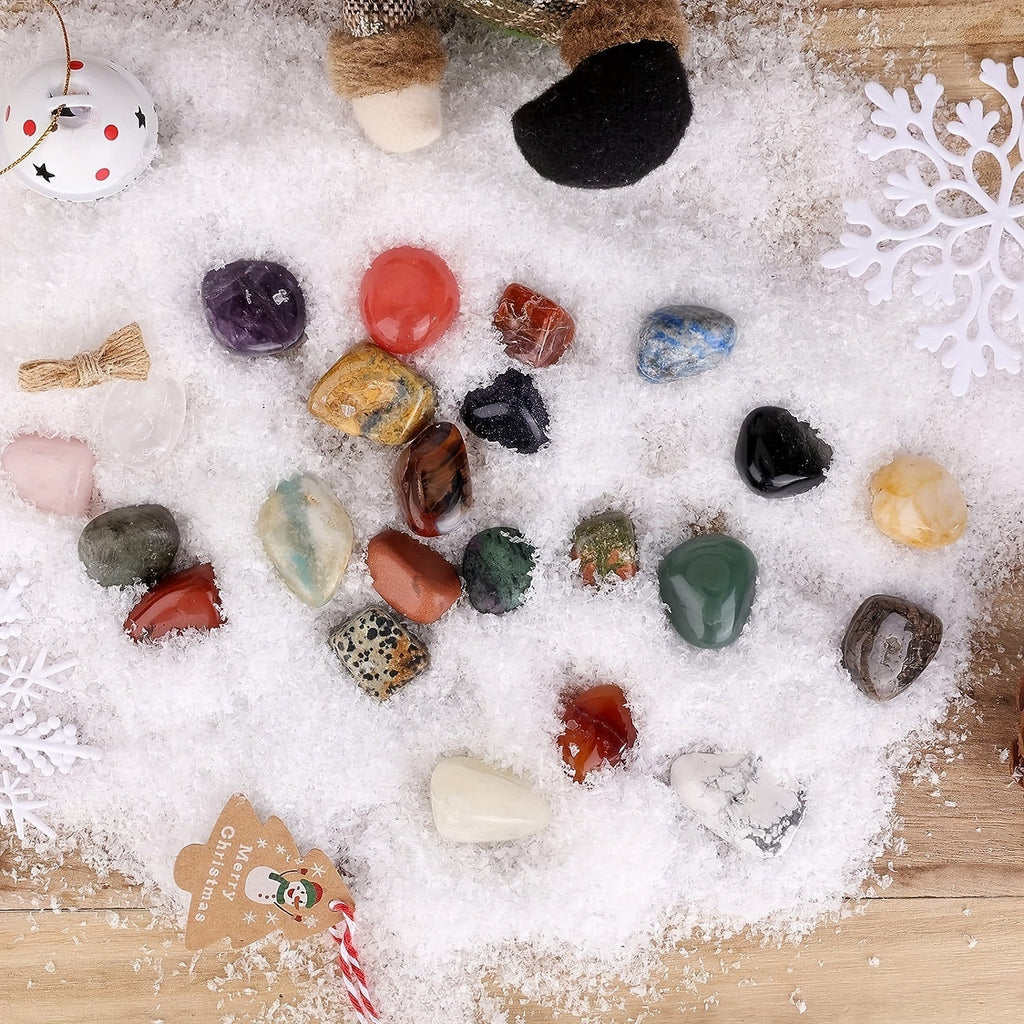 Adventskalender | 24 Naturkrystaller | Jule Nedtælling Sæsondekoration | Vanero