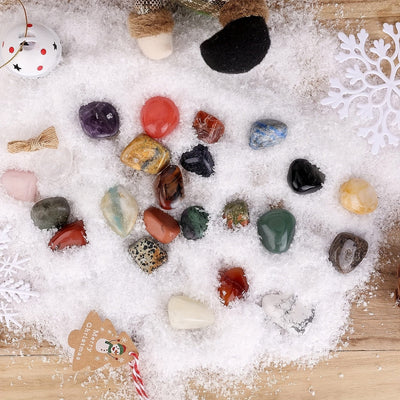 1 Stk. Jule-Ædelstens | Adventskalender, 24 Naturkrystaller | Vanero