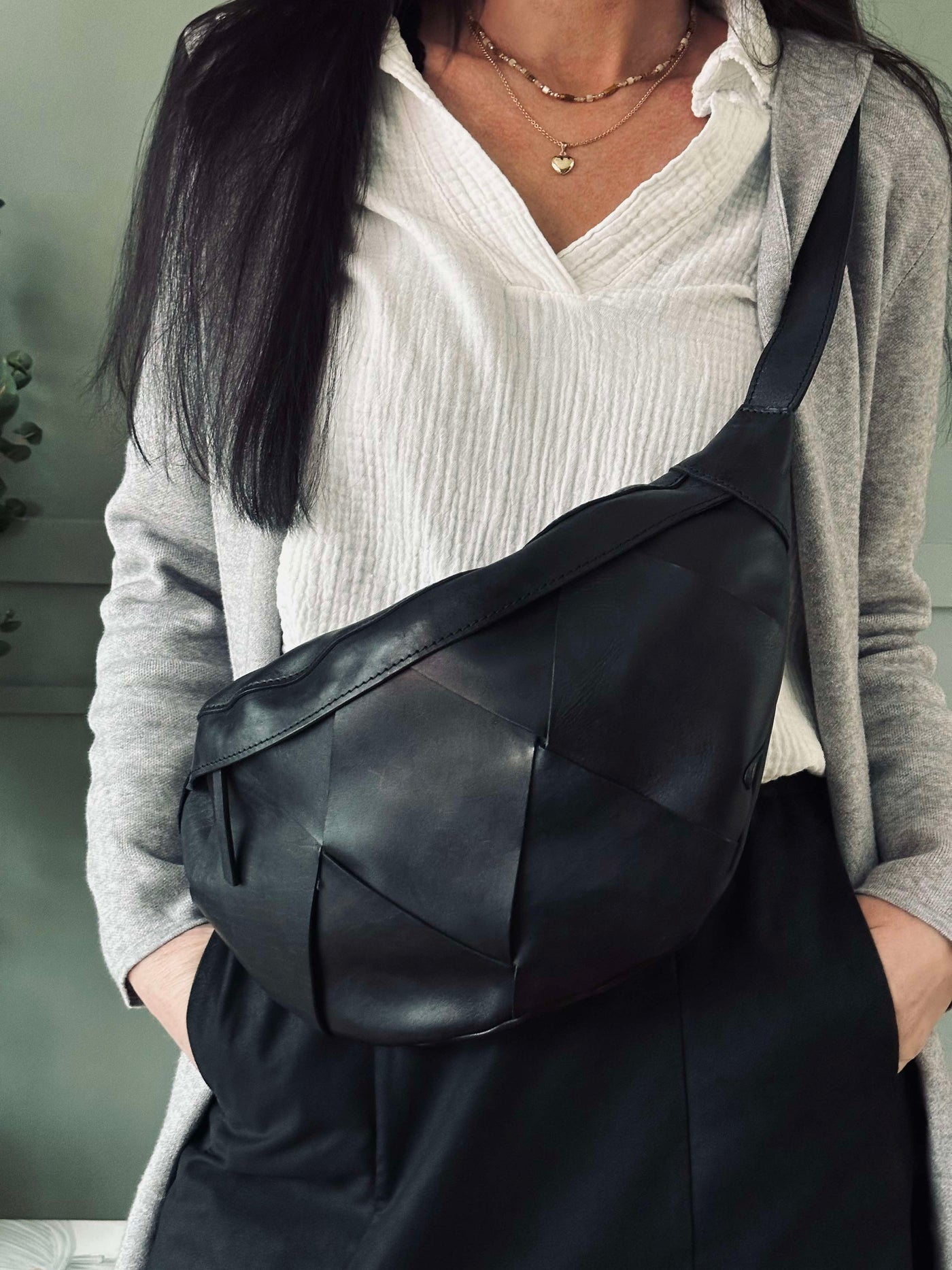 Eksklusiv håndflettet bumbag | Black | Vanero