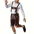 Herre Lederhosen Tekstilmateriale | Justerbare Seler Festivalshorts | Broderet Design Til Oktoberfest & Events | Vanero