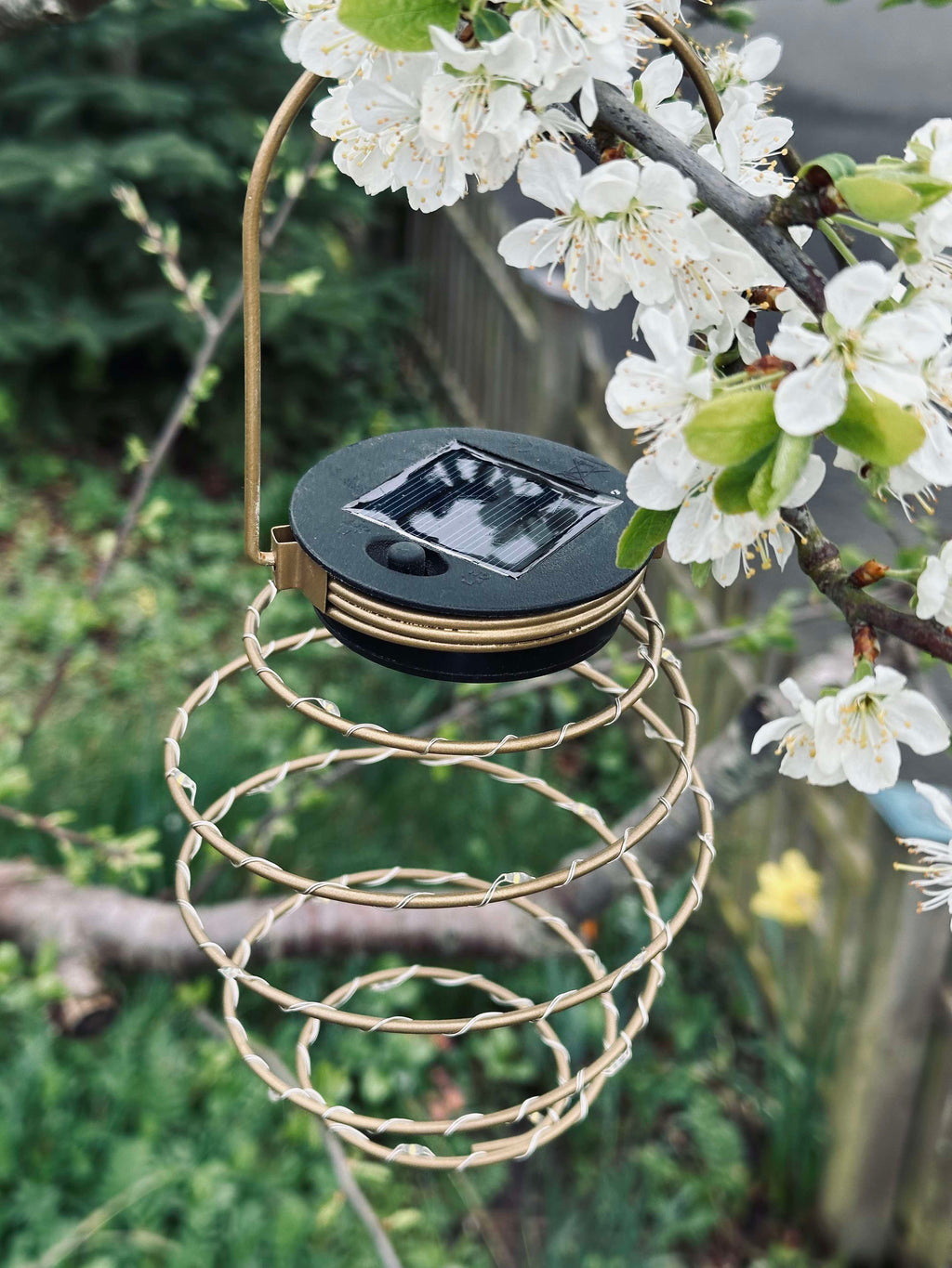Solcelle Spiral Havelys Gyldent Skær | Sæt Med 2 Dekorative Udendørs LED Lys | Sti Blomsterbed & Terrasselys | Vanero