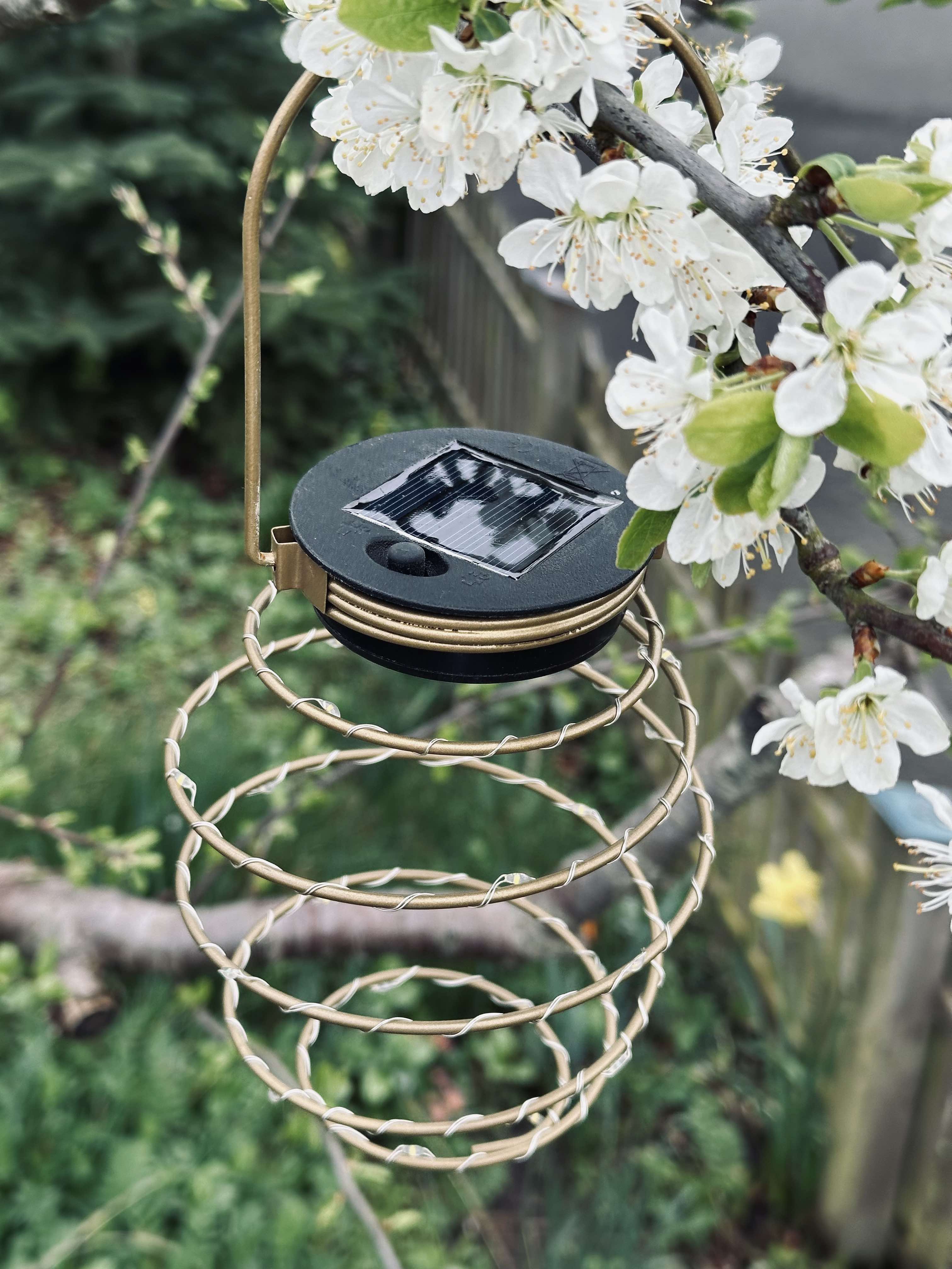 Solcelle Spiral Havelys Gyldent Skær | Sæt Med 2 Dekorative Udendørs LED Lys | Sti Blomsterbed & Terrasselys | Vanero