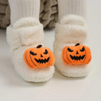 Børne Halloween Sutsko i Fleece | Ankelhøj Slip-On Med Tegneserieprint | Til Indendørs Efterår & Vinter | Vanero