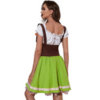 Dame Dirndl Kjole Tekstilmateriale | Almindelig Pasform Knælængde Kjole | Snøreliv Med Forklæde Til Festivaler & Kulturelle Arrangementer | Vanero