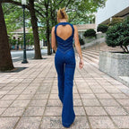 Dame Jumpsuit Denim | Regular Fit Ærmeløs Jumpsuit | Frontlynlås Design til Hverdagsbrug & Weekendaktiviteter | Vanero
