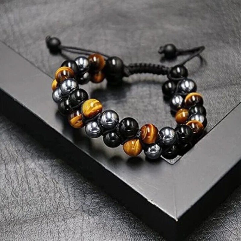 Tigerøje Armbånd Naturstensdesign | Justerbart Dobbeltlags Smykke | Til Hverdagsbrug & Særlige Anledninger | Vanero