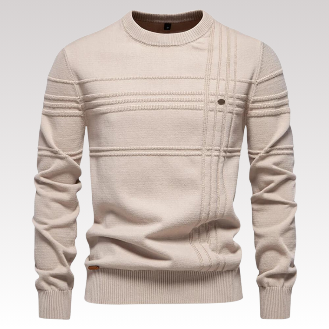 Herretrøje Strikmateriale | Regular Fit Sweater | Ternet Mønster Med Lange Ærmer til Hverdags- & Køligt Vejr Brug | Vanero