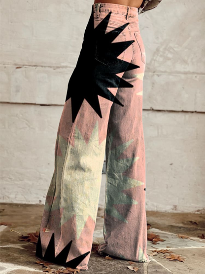 Kiersten | Pink Explosion Bukser - Brede Ben, Stilfulde & Behagelige Dame | Vanero