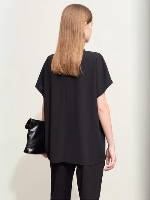 Dame Bluse Polyester Chiffon | Løs Pasform V-Hals Bluse | Kortærmet Design Til Hverdagsbrug | Vanero
