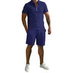 Herresæt Bomuldsblanding | Regular Fit Polo & Shorts Sæt | Sommerdesign til Hverdagsbrug & Fritidsaktiviteter | Vanero