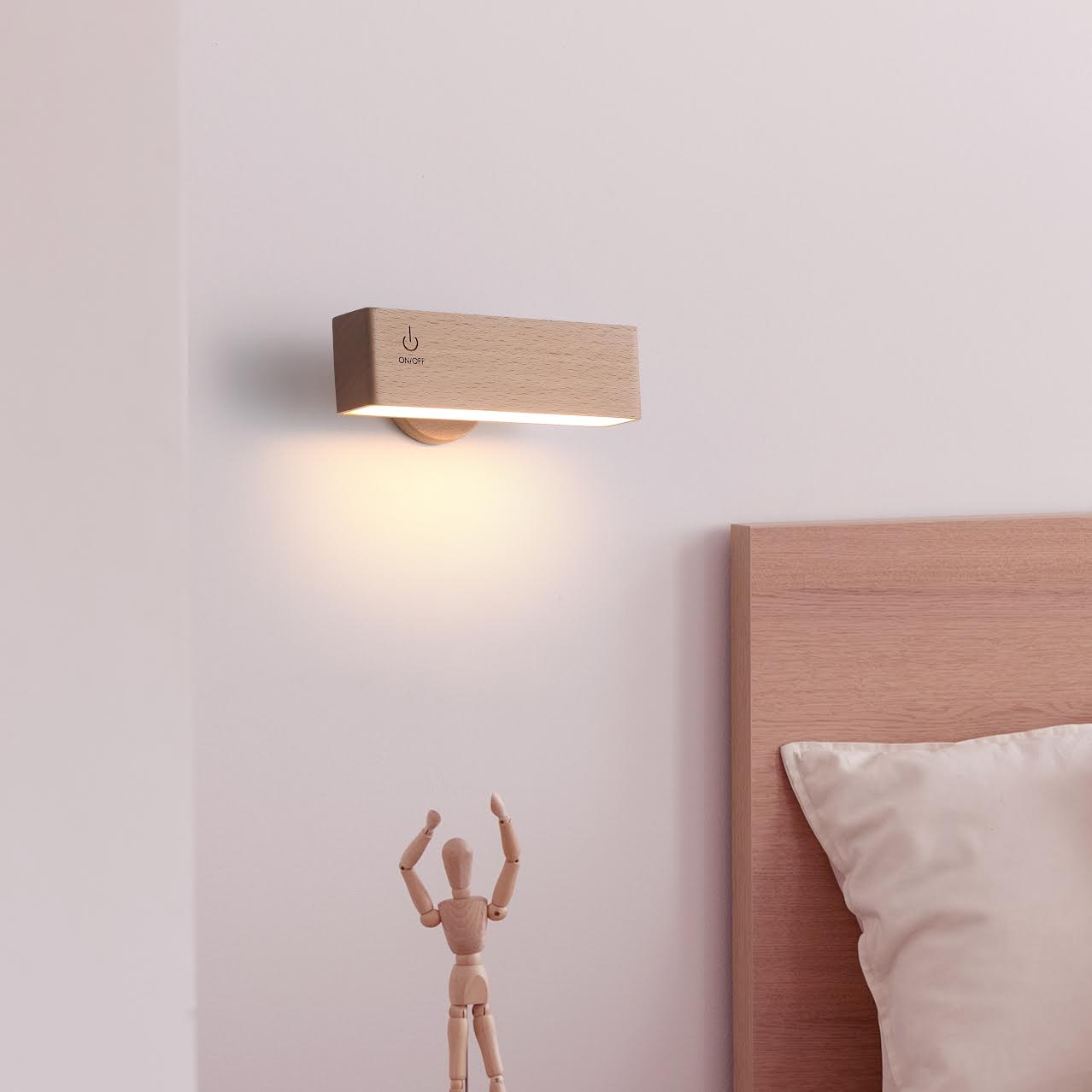 Berk Trådløs Væglampe | Lyst Birketræ | Vanero