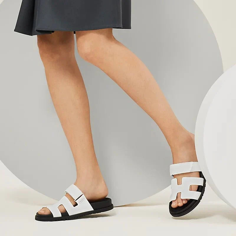 Damesandaler Syntetisk Læder | Slip-On Pasform Sommersandaler | Polstret Sål med Skridsikker Ydersål til Fritid & Hverdagsbrug | Vanero