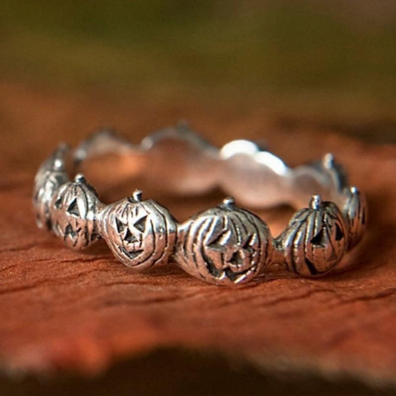 Græskarring Legeringsmetal | Justerbar Pasform Ring | Halloween Inspireret Design Til Temafester & Cosplay | Vanero