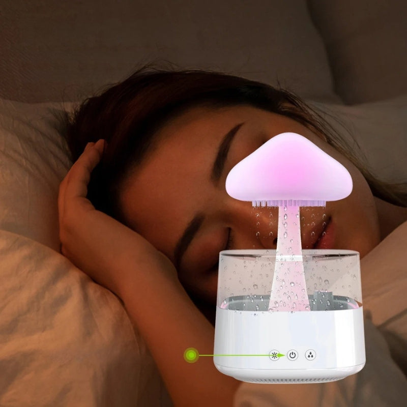 Luftfugter | Regnsky Luftfugter Med Duftdiffuser Og 7-Farvet LED-Lys | Justerbar Tåge Og Timer | Vanero