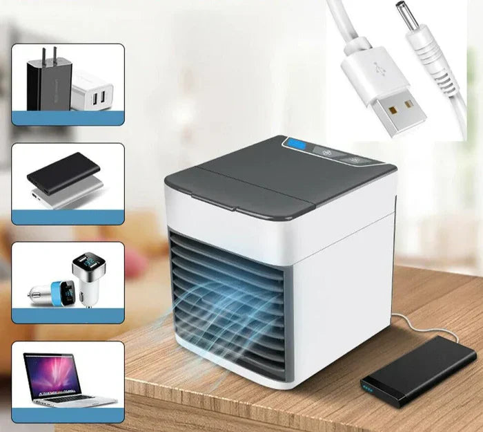 Mini Luftkøler | PP Personlig Luftkøler Med Luftfugter Og LED Lys | Hjem Og Kontor | Vanero