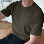 Herre T-Shirt Bomuldsblanding | Ribbet Pasform T-Shirt | Til Hverdags- & Fritidsbrug | Vanero