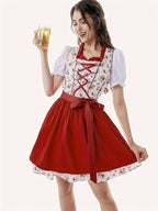 Dame Dirndl Kjole Tekstilmateriale | Almindelig Pasform Folkedragt | Broderet Forklæde Med Snøreliv Til Oktoberfest | Vanero