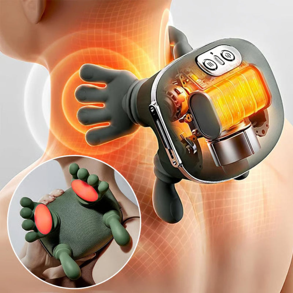 Genopladeligt Massageapparat | Vibration, Tryk & Varmefunktion | USB-C Massager Til Nakke, Ryg, Arme & Ben | Vanero