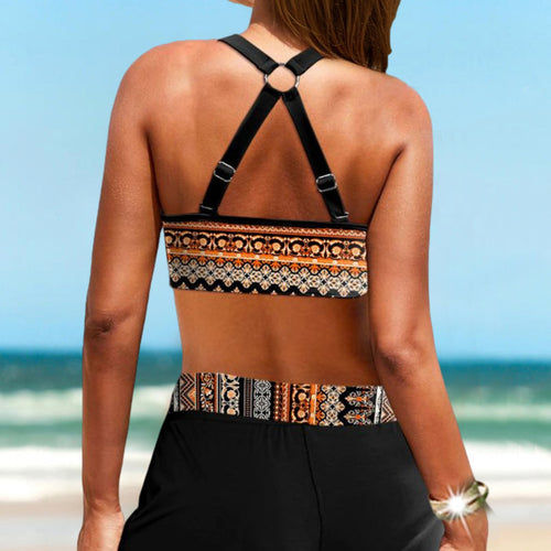 Dame Bikini Med Høj Talje | Todelt Badetøj Med Geometrisk Print | Strand Og Poolbrug | Vanero