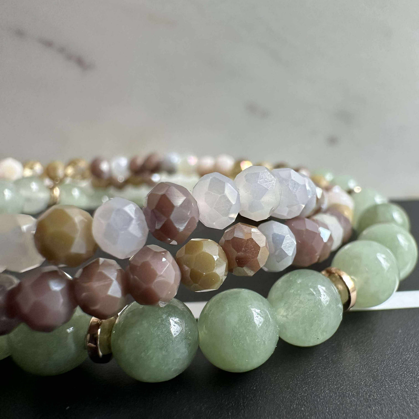 Armbånd Luna Jade Green | Sæt Med 3 Stk | Vanero
