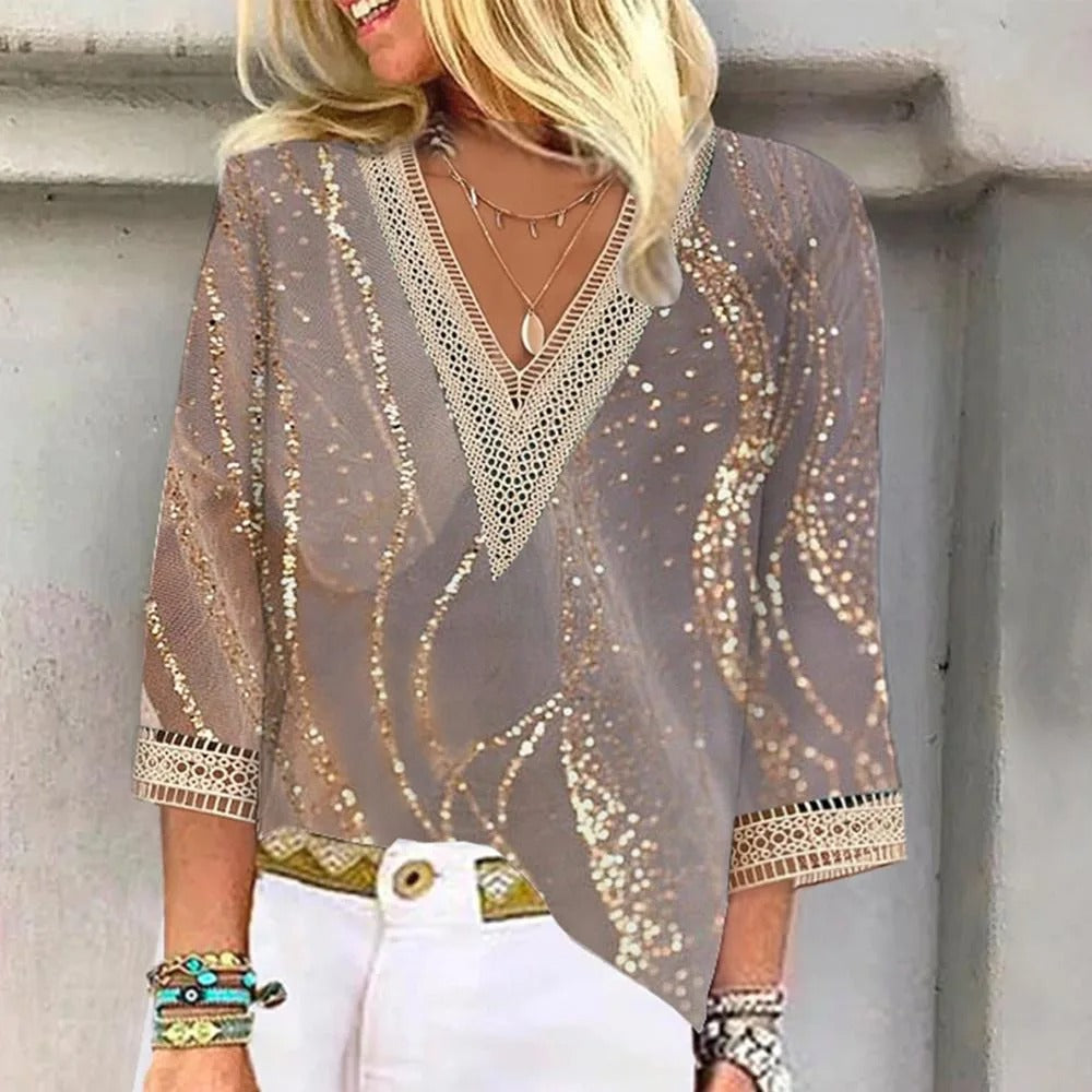 Luna l Casual Elegance Lightweight V-Neck Blouse Shirt til kvinder l Vanero