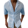 Herreskjorte Polyester | Relaxed Fit Sommerskjorte | Knaplukning Foran til Hverdagsbrug & Fritidsaktiviteter | Vanero