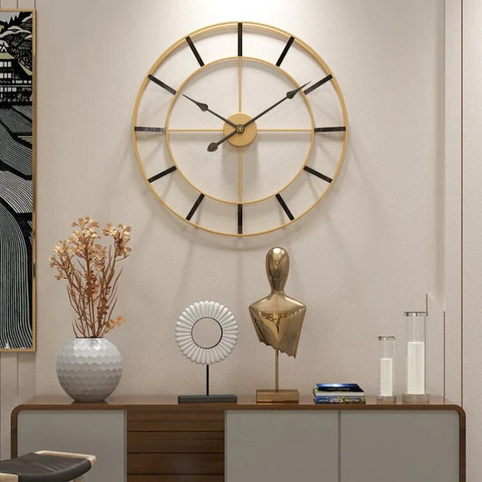 Vægur | Metalramme Design | Lydsvag Analog Tidsvisning Indendørs Boligindretning | Vanero