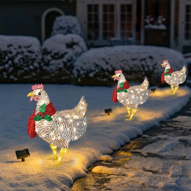LED Dekoration | Lysende Kyllingefigur | Kylling med Tørklæde Juleudsmykning Indendørs | Vanero