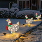 LED Dekoration | Lysende Kyllingefigur | Kylling med Tørklæde Juleudsmykning Indendørs | Vanero