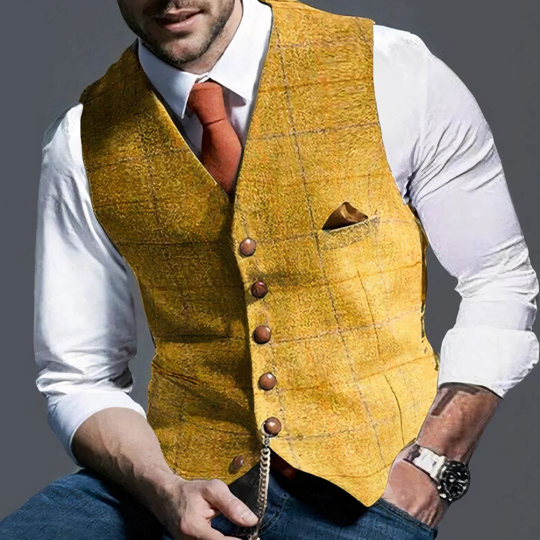 Levi l Klassisk tweed vest med kærv revers l Vanero