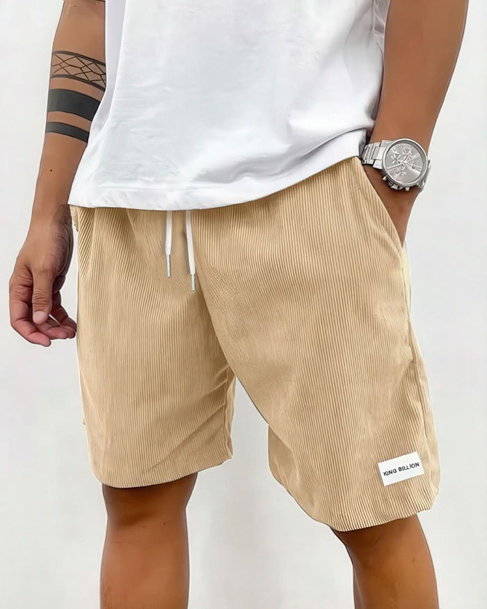 Herreshorts Fløjlsmateriale | Relaxed Fit Corduroy Shorts | Tekstureret Design til Hverdagsbrug & Afslappet Styling | Vanero