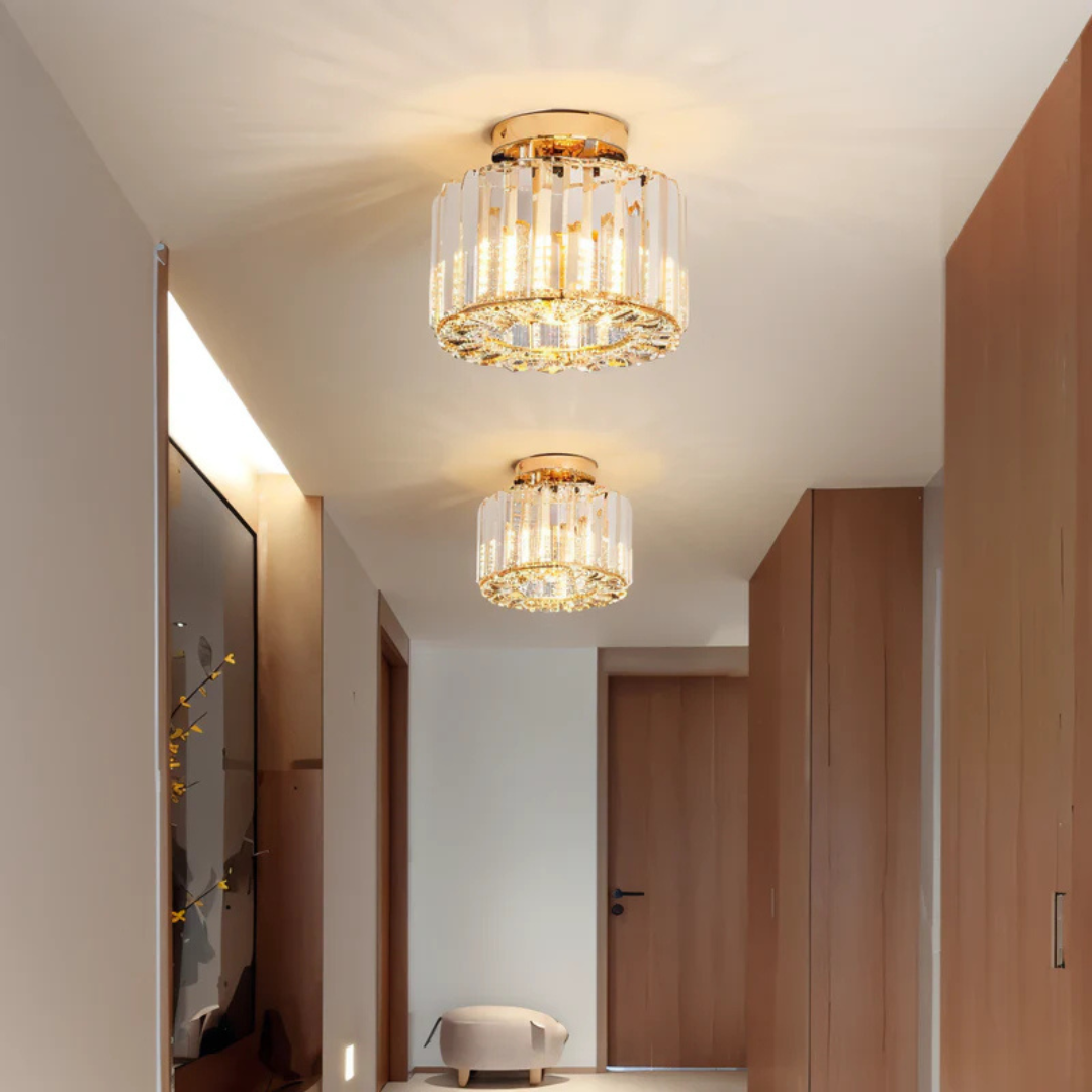 Krystallysekrone Med Integreret LED | Loftlampe Med Dekorative Krystalelementer | Indendørs Belysning | Vanero