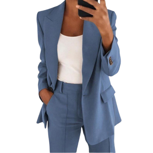Dame Blazer & Buksesæt Skræddersyet Design | To-Delt Formelt Beklædningssæt | Kontor & Arrangementer I Str. S–5XL | Vanero