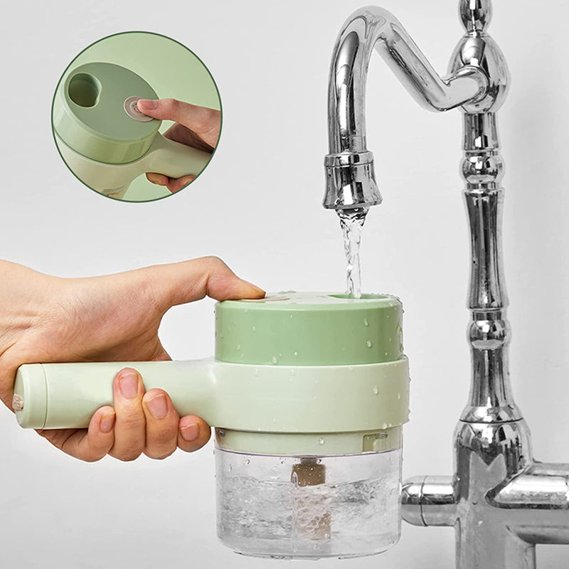 Trådløs Minihakker Med Rustfri Stålblade | USB-Genopladeligt Design På 250 ml | Tilberedning Af Grøntsager Krydderurter Og Frugt | Vanero