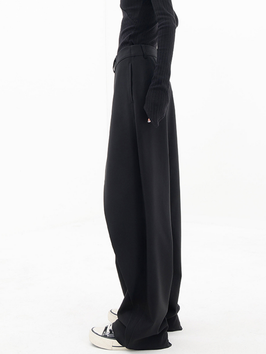 Bukser Bomuld & Polyester | Baggy Pasform Bukser | Brede Ben Med Asymmetrisk Taljedesign til Daglig Brug & Fritid | Vanero