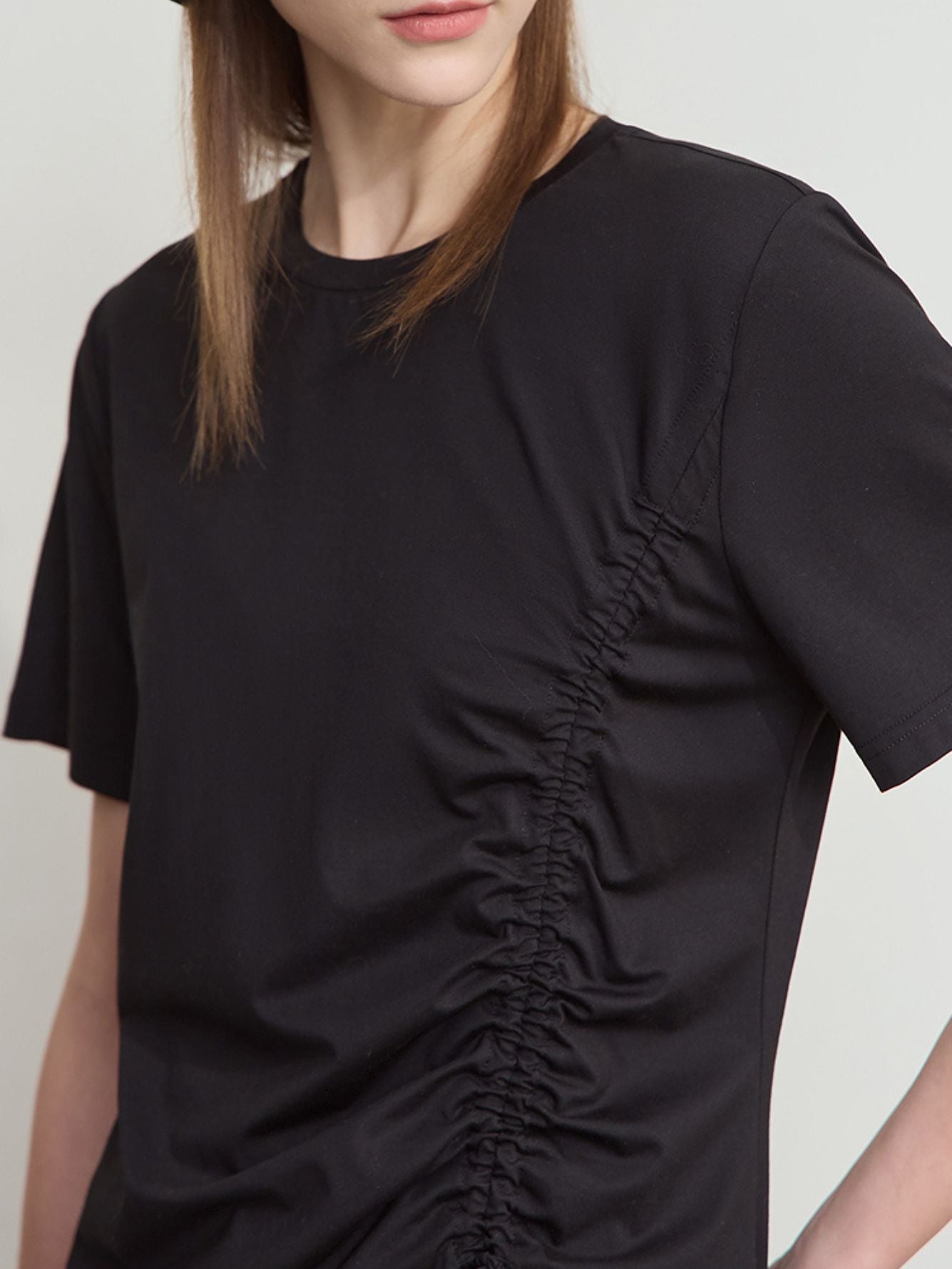Dame V-Hals Bluse Polyesterblanding | Relaxed Fit Langærmet Top | Justerbar Snøring Til Hverdag & Arbejde | Vanero