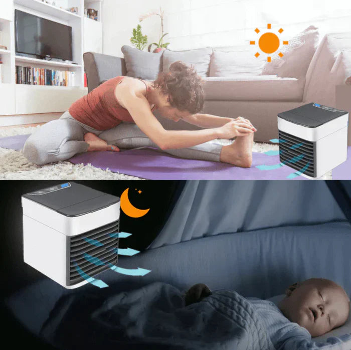 Mini Luftkøler | PP Personlig Luftkøler Med Luftfugter Og LED Lys | Hjem Og Kontor | Vanero