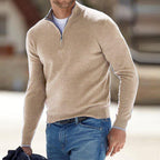 Axel Bomuldskonstruktion | Regular Fit Halfzip Sweater | Langærmet Strikdesign til Daglig Brug & Kølige Sæsoner | Vanero