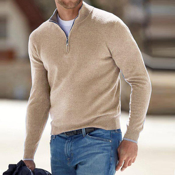 Axel Bomuldskonstruktion | Regular Fit Halfzip Sweater | Langærmet Strikdesign til Daglig Brug & Kølige Sæsoner | Vanero