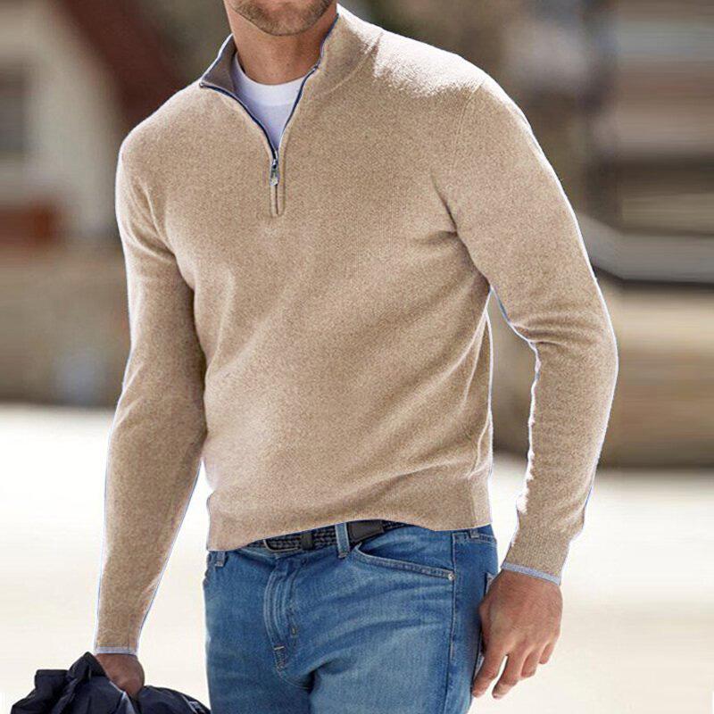 Axel Bomuldskonstruktion | Regular Fit Halfzip Sweater | Langærmet Strikdesign til Daglig Brug & Kølige Sæsoner | Vanero