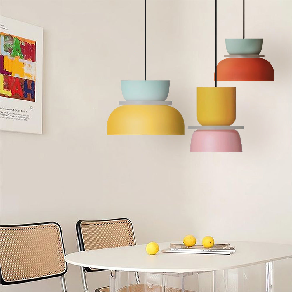 Pendellampe Med Farveblokdesign | Metal Loftlampe Med E27 Fatning | Indendørs Belysning | Vanero