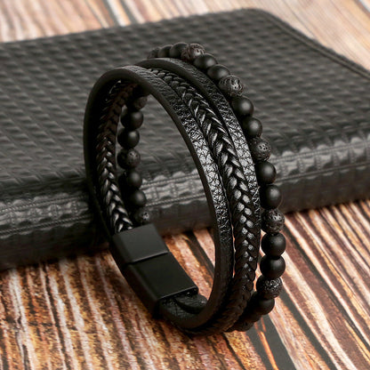 Simon | Læder Armbåndsæt Herre - Stilfuldt & Luksuriøst Design | Vanero