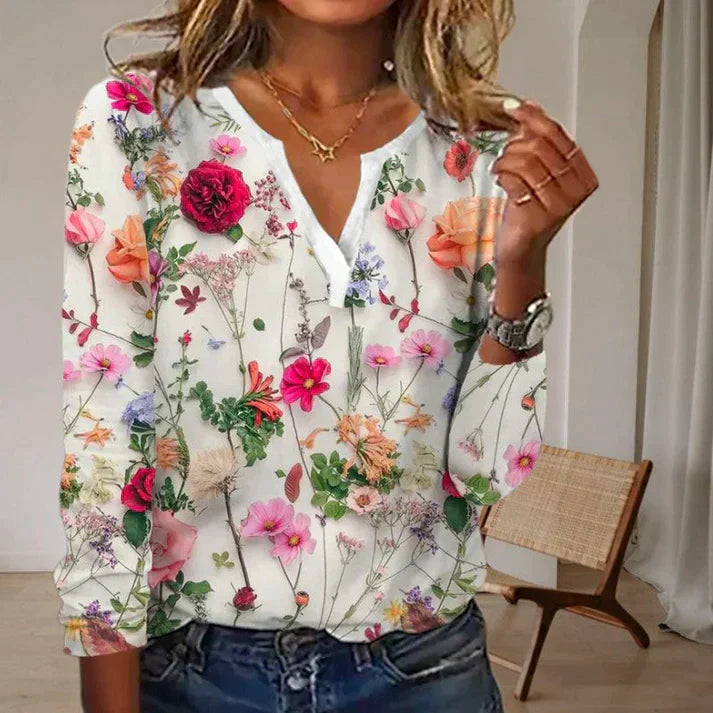 Janly l Afslappet Bluse med Blomsterprint l Vanero
