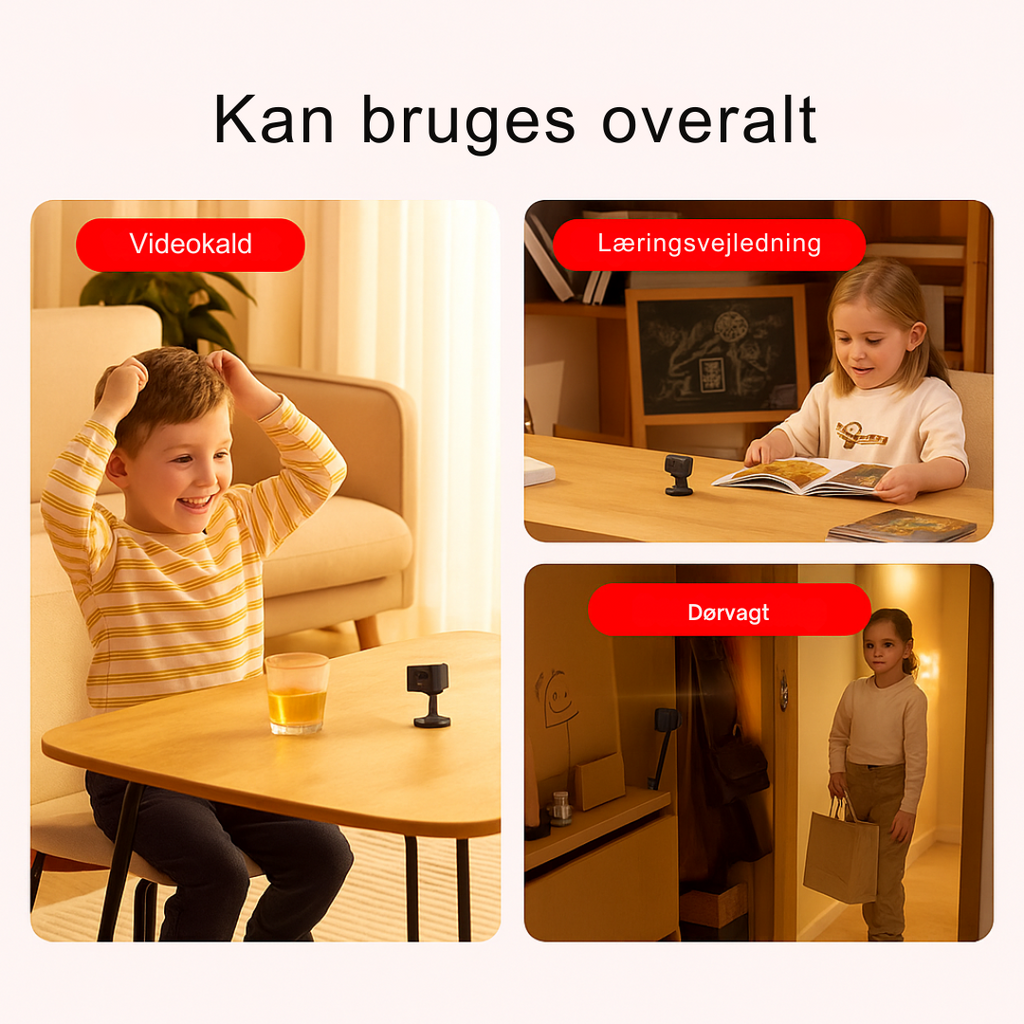Trådløst Overvågningskamera Til Indendørs Brug | 1080P HD Med Bevægelsesdetektion & Natvision | WiFi Hjemmeovervågning | Vanero