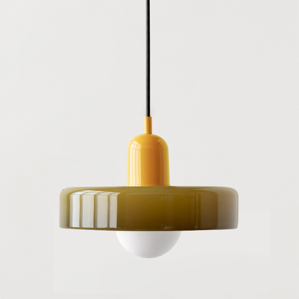 Bauhaus l Pendellampe af Farvet Glas l Vanero