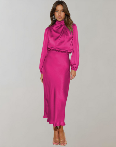 Marie | Stilfuld Satin Maxi Kjole l Vanero
