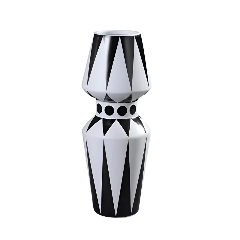 Keramisk Vase Med Geometrisk Design | Håndlavet Struktureret Silhuet Konstruktion | Indendørs Dekoration Til Blomster Og Udstillingsflader | Vanero