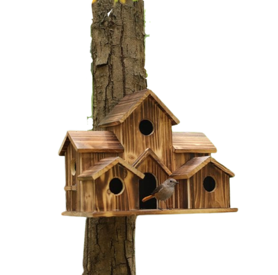 SongbirdHaven | Håndlavet Træfuglehus med 6 Indgange til Haven | Vanero