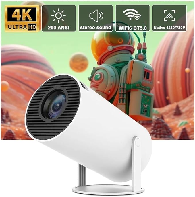 Bærbar Mini Projektor Med 1080p Afspilning | Trådløst LED-Projektionssystem | 30 Til 120 Tommer Hjemmeunderholdning | Vanero